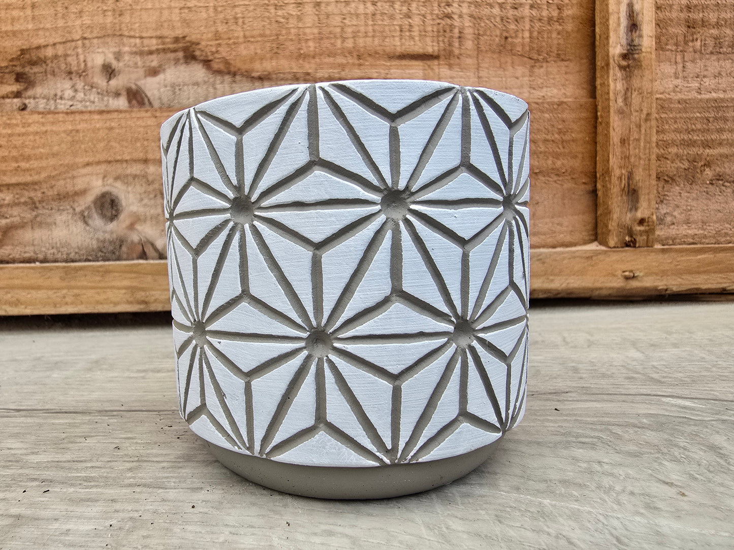 8.5cm White Star Pot with Drop-In Cactus