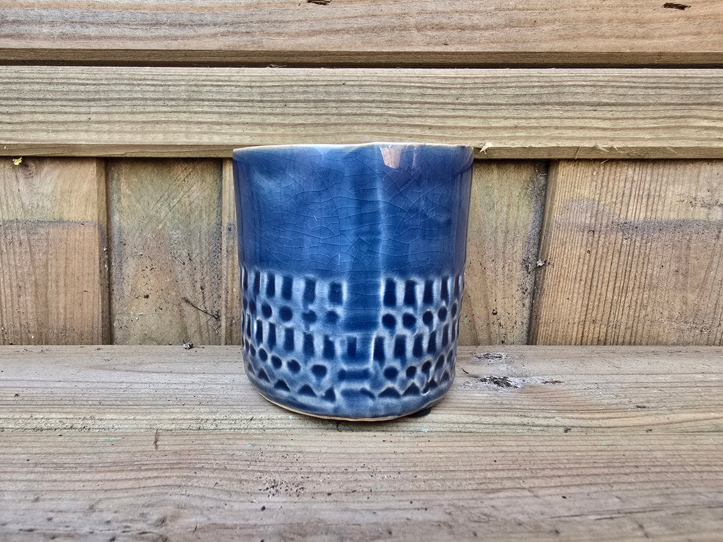 5.5cm Zamora Navy Blue with Drop-in Succulent