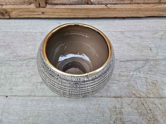 10.5cm Gold Inca Pot - 10.5cm Inner Diameter, For Cacti & Houseplants
