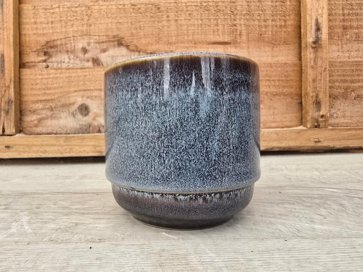 8.5cm Thunder Blue Suez Decorative Pot with Drop-In Succulent