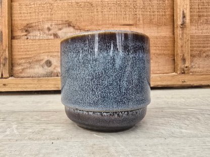 8.5cm Thunder Blue Suez Decorative Pot with Drop-In Succulent