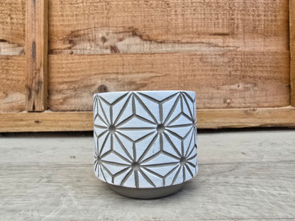 5.5cm White Star Pot with Drop-In Cactus