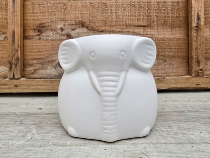 8.5cm Ivory White Elephant Pot with Drop-In Cactus