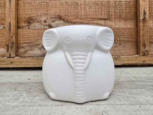8.5cm Ivory White Elephant Pot with Drop-In Cactus