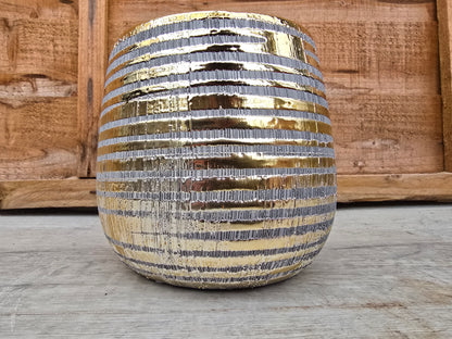 12cm Inca Gold Ceramic Pot Cover – 12cm Inner Diameter, For Cacti & Houseplants