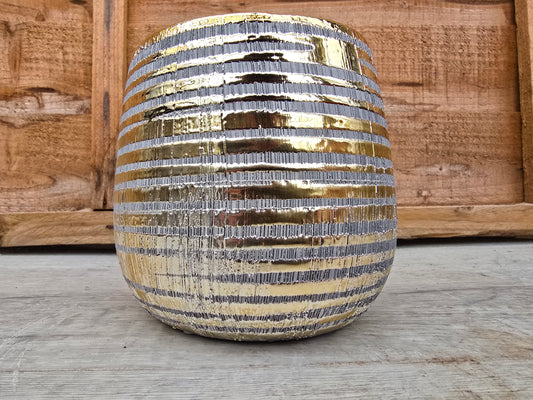 12cm Inca Gold Ceramic Pot Cover – 12cm Inner Diameter, For Cacti & Houseplants