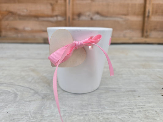 8.5cm Pink Ribbon Pot
