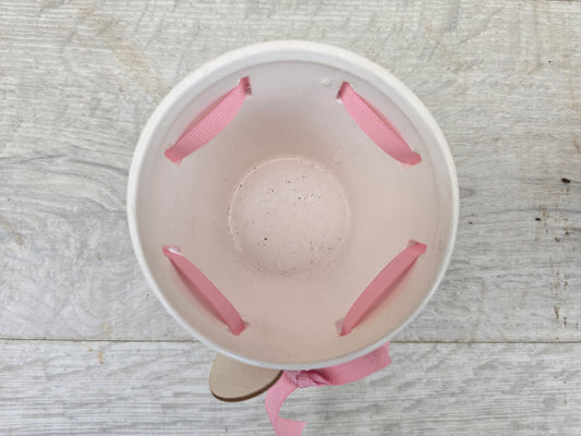 8.5cm Pink Ribbon Pot