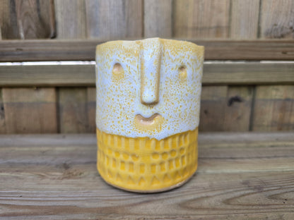 8.5cm Yellow Zamora Face Pot with Drop-In Cactus