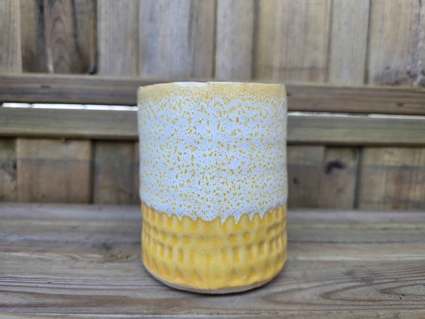 8.5cm Yellow Zamora Face Pot with Drop-In Cactus