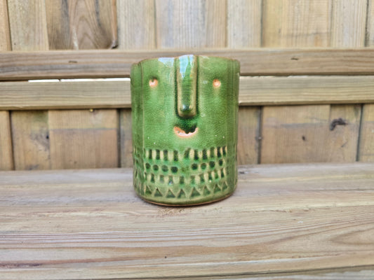 8.5cm Green Zamora Face Pot Empty