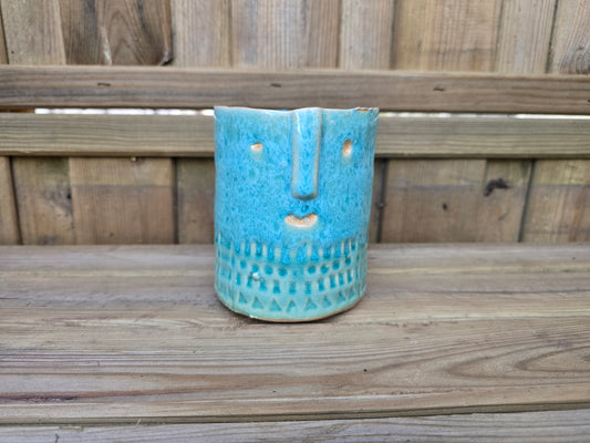 8.5cm Sea Blue Zamora Face Pot Empty