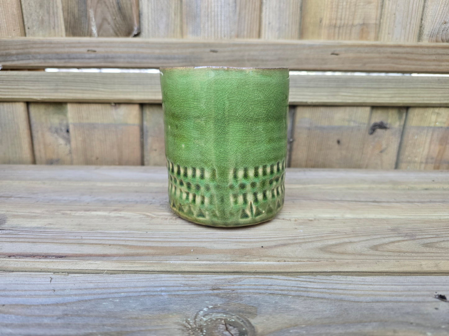 8.5cm Green Zamora Face Pot with Drop-In Succulent