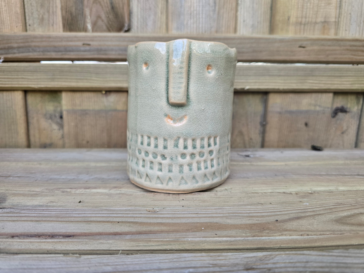 8.5cm Grey Zamora Face Pot with Drop-In Cactus