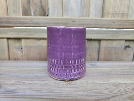 8.5cm Purple Zamora Face Pot with Drop-In Cactus