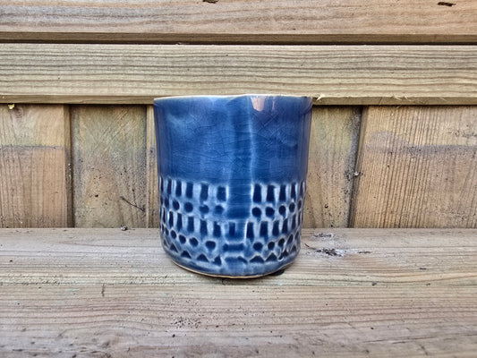 5.5cm Navy Blue Zamora Face Pot Empty